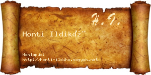 Honti Ildikó névjegykártya